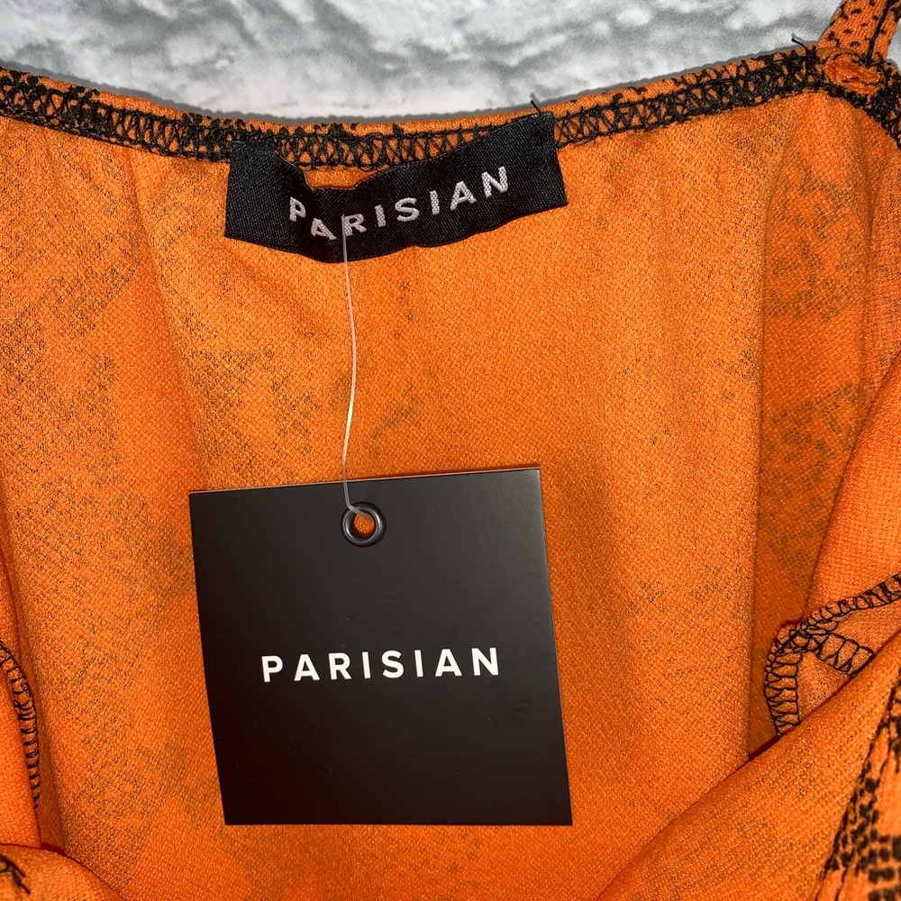 NWT Orange Snake Print Cami Style Bodycon Mini Dress - Picture 8 of 8